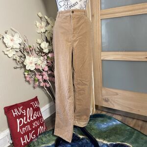 Talbots Womens Straight Leg Corduroy Pants 16 Brown High Waist Stretch Preppy